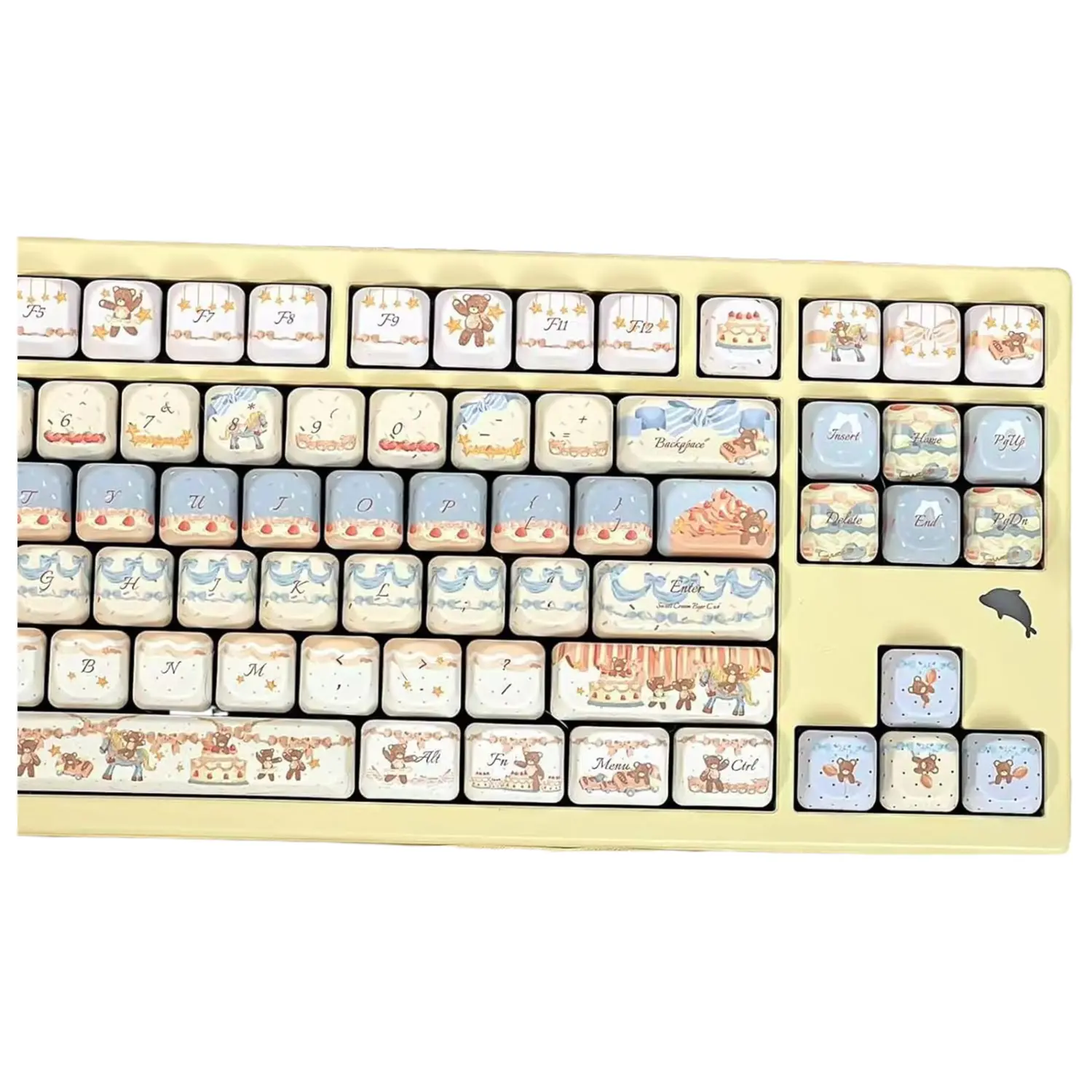 Cute PBT Keycaps, MOA Profile Keycap Set, Dye Sublimation Creamy Keyboard Keycaps Suitable for 60% 65% 75% 80% 100% MX Switches Mechanical Keyboard