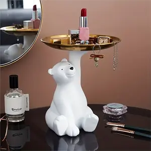 Modern Minimalist Polar Bear Tray, Key Storage Decorative Piece, Living Room TV Cabinet Entryway Home Decoration Gift, Home Decor Accessory