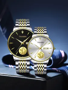 Men's Simple Analog Watch, Stainless Steel Band, Mineral Glass Dial, Waterproof Date Display, Silver Color Bracelet, Business Style