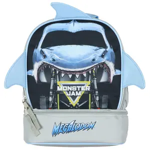 Monster Jam Lunchbox Megalodon 3D Fins Dual Compartment Insulated Cooler Bag 10"