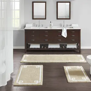 Cotton Bathroom Rug Non Slip Backing-Luxrurious Tufted Plush Bath Mat Absorbent, Quick Dry, Spa Design Shower Room Décor