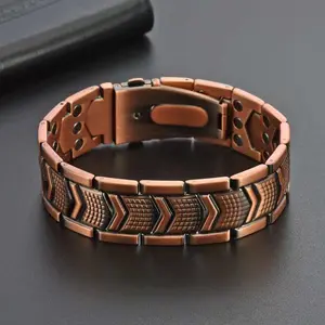 Men's Copper Bracelet 3 Times Strength Powerful Magnetic 3800 Gauss Adjustable High Quality Upgraded Version Copper Jewelry therapy bracelet copper jewelry