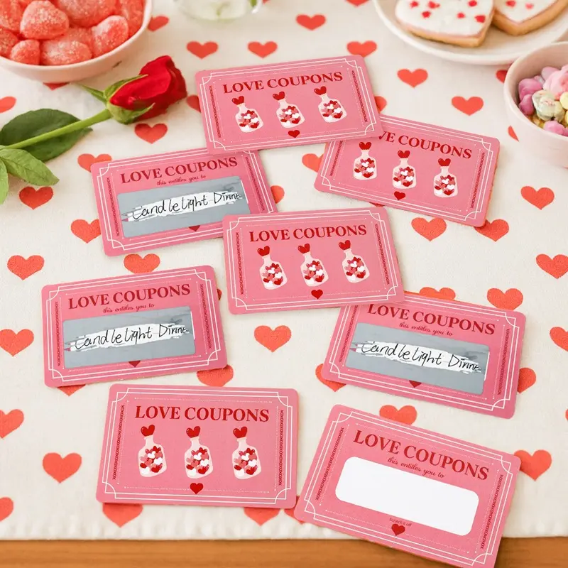 30/50Pcs New Valentine's Day Scratch Cards Handwritten Creative Interactive Game DIY Coated Universal Scratch Cards