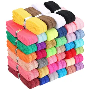 40 Yards Fold over Elastic Solid Color Trim 40 Colors Stretch Sewing Ribbon Band for Hair Bow DIY Craft Hair Ties Headbands(Multicolor)