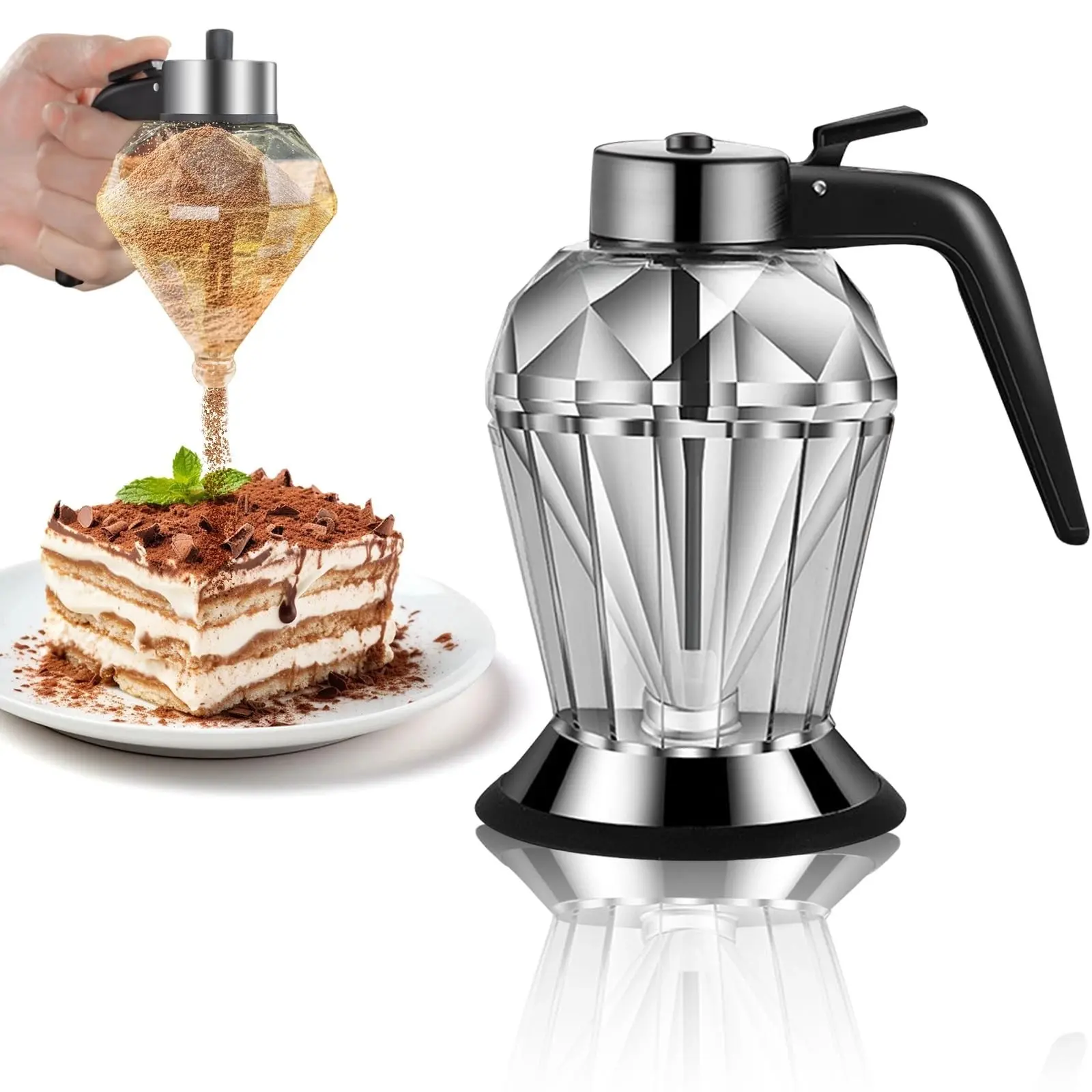 No-Drip Diamond Glass Honey & Syrup Pump Dispenser - 8 oz Easy Clean Honey Pot with Plastic Stand, Easy Pour Spout, Kitchen Utensils for Mess-Free Kitchen Use