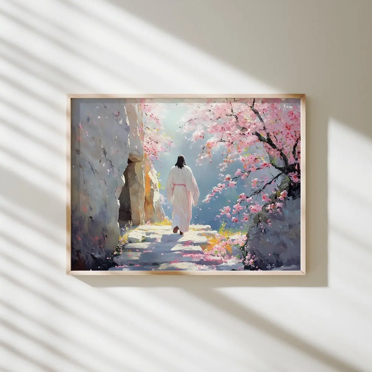 Easter Christian Wall Art Print, He Is Risen Religious Artwork, Inspirational Jesus Resurrection Poster for Faith-Based Home or Church Easter Decoration, 5 Size, 8x12 to 27x40 inch, Room Decor, Unframed