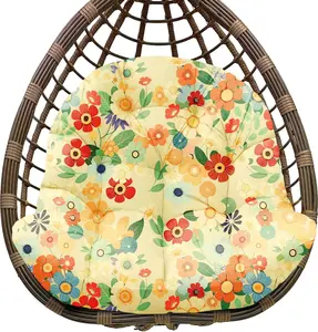 Waterproof Egg Chair Cushion Replacement Outdoor Hanging Chair Cushion 47x35x7 Inches Thicken Egg Chair Cushions with Ties, Daisy