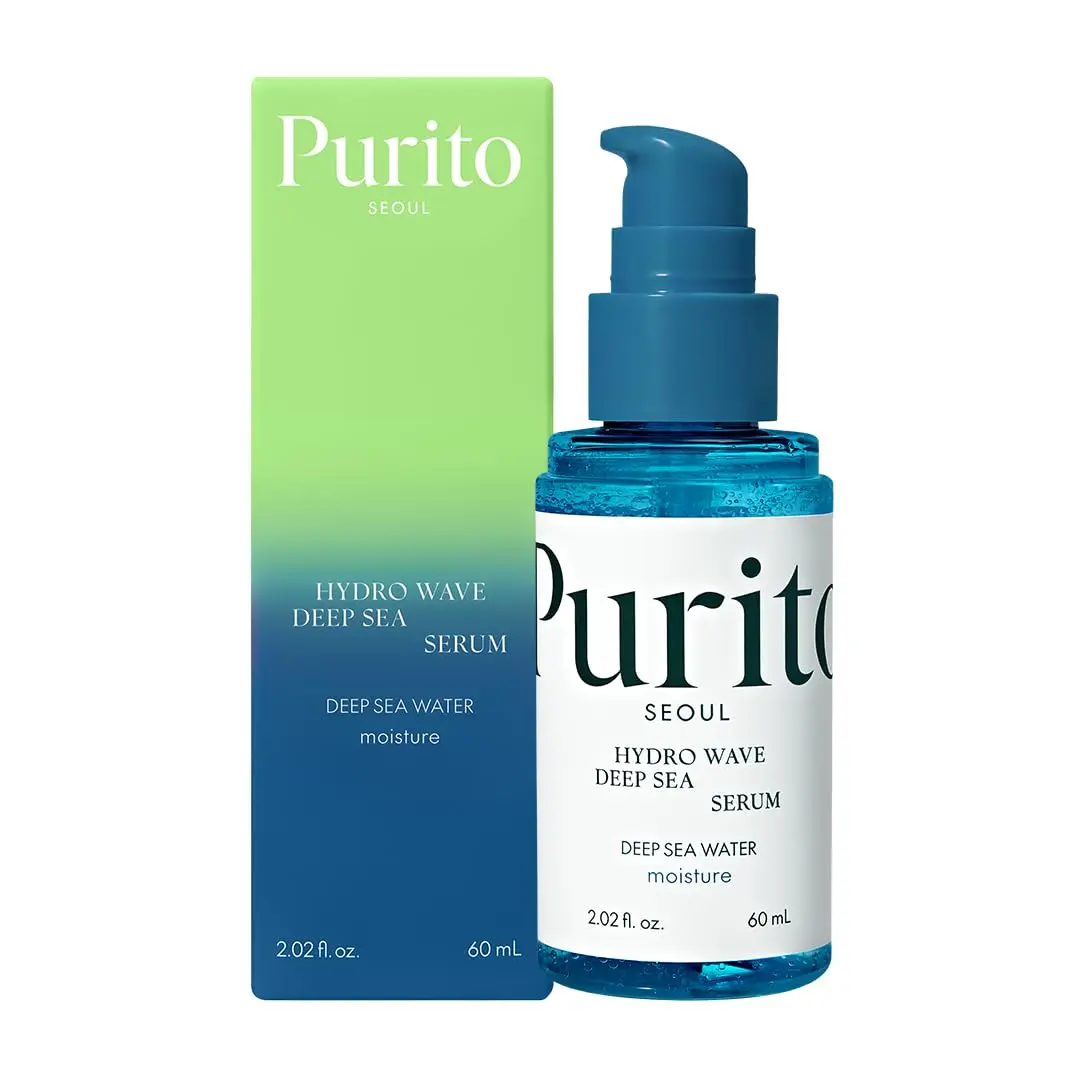 Purito Hydro Wave Deep Sea Face Serum - 60 mL Single Item, Lightweight Non-Greasy Nourishing Serum with Hyaluronic Acid, Deep Sea Water, Minerals, 12-Month Shelf Life, Hydration for Sensitive & All, Oily/Combo Skin, Korean Cruelty-Free Youthful Glow