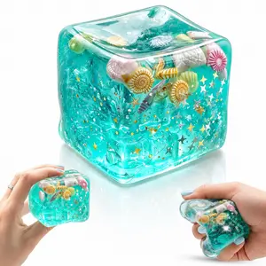 Ocean Shell Stress Relief Toy Squishy Cube for Anxiety Relief ASMR Ball Gift, Portable Office Desk Decompression Fidgets