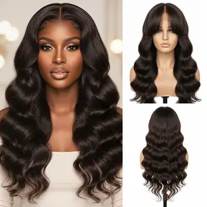 28 Inch Body Wave Wig Human Hair 285g Heavy Packed Long Wavy Hair Wigs For Women Lace Front Wig Pre Plucked Natural Black