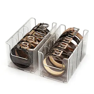 Acrylic Belt Storage Box, Adjustable Storage Box, Large Capacity Divider Design, Divided Compartments, Ideal for Cosmetics and Clothing Organization, Perfect for Closet and Bathroom