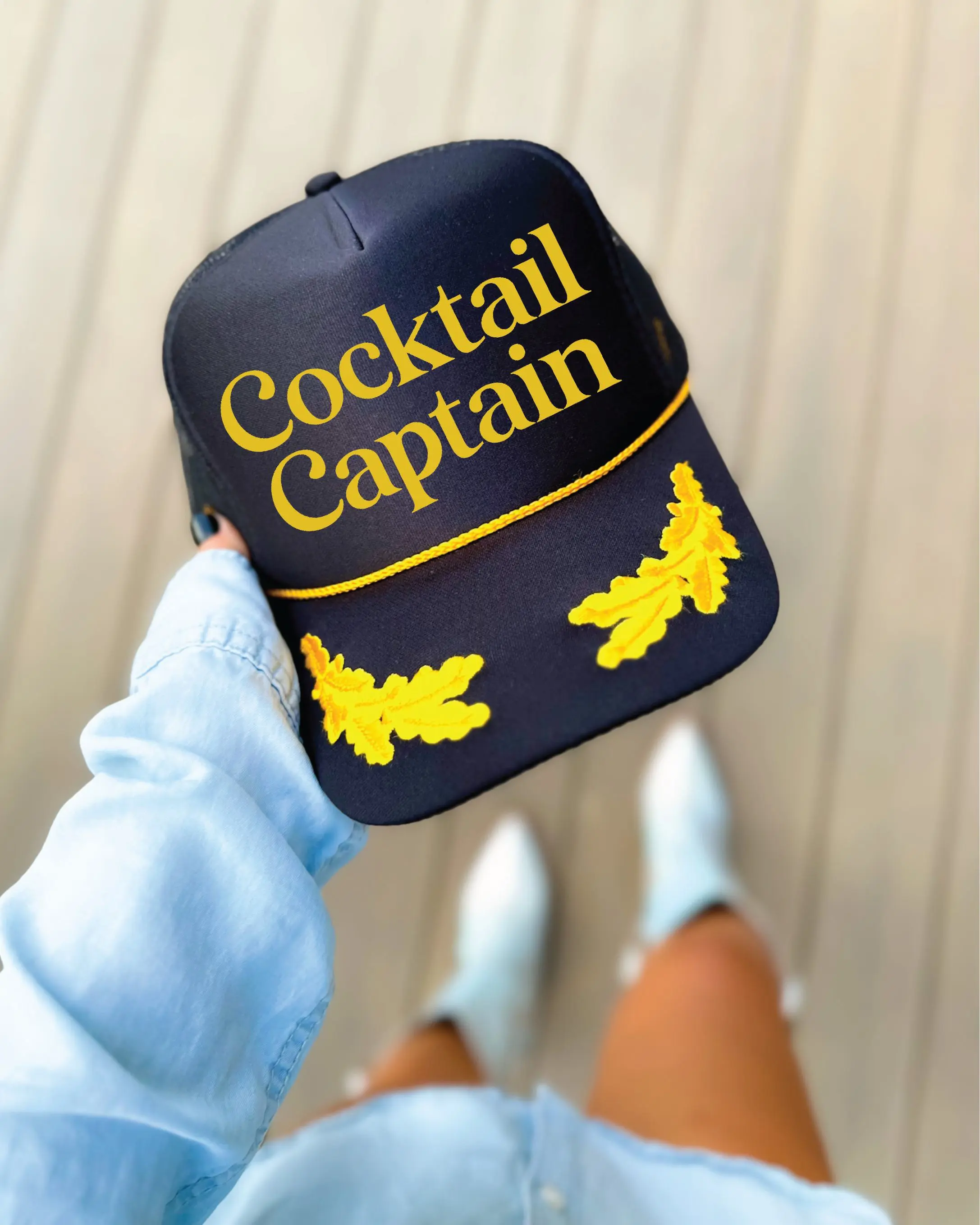 Cocktail Captain Black and Gold Trucker Hat Cocktail Captain Black and Gold Trucker Hat