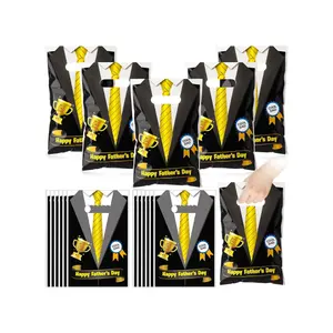50PCS Father’s Day Gift Bags – Plastic Treat Bags with Handles Party Favor Set