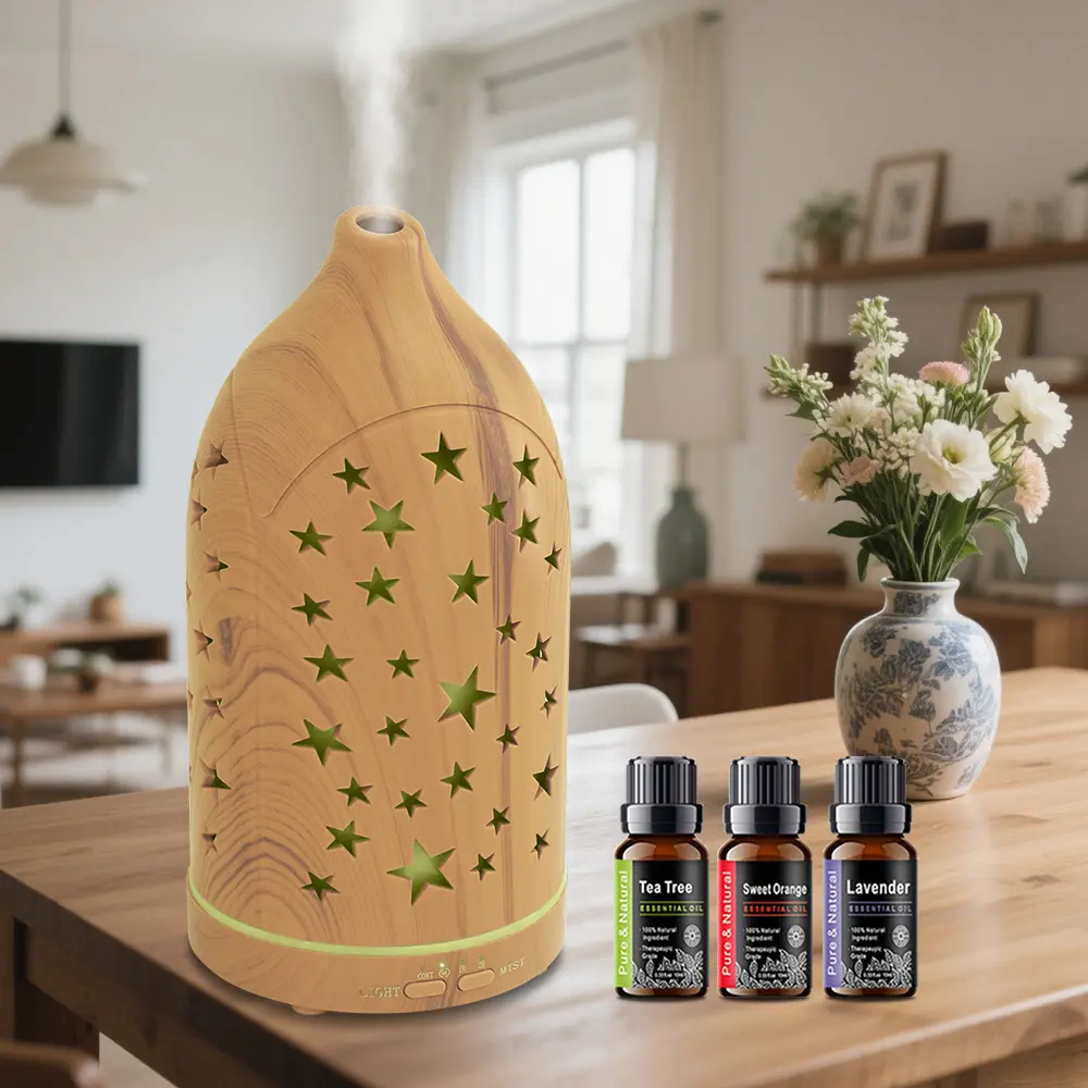 Star Hollow Aroma Diffuser Humidifier - Noiseless Scent Humidifier with 7-Color Changing LED, Auto Shutoff, Ideal for Office, Nursery, Aroma Diffuser Humidifiers, Noiseless Humidifier