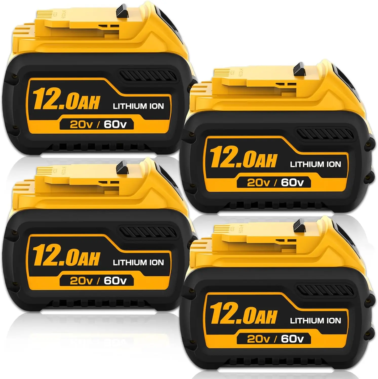 4Pack/2Pack  20V/60V Replacement for Dewalt 60V Flex-Volt Battery Fits with Dewalt 60v Battery DCB606 DCB609 DCB612 12.0Ah Max Lithium Battery with LED Indicator Safety and Long-Lasting Power Tools Charger