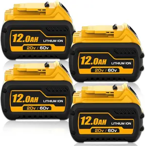 4Pack 20V/60V Replacement for Dewalt 60V Flex-Volt Battery Fits with Dewalt 60v Battery DCB606 DCB609 DCB612 12.0Ah Max Lithium Battery with LED Indicator Safety and Long-Lasting