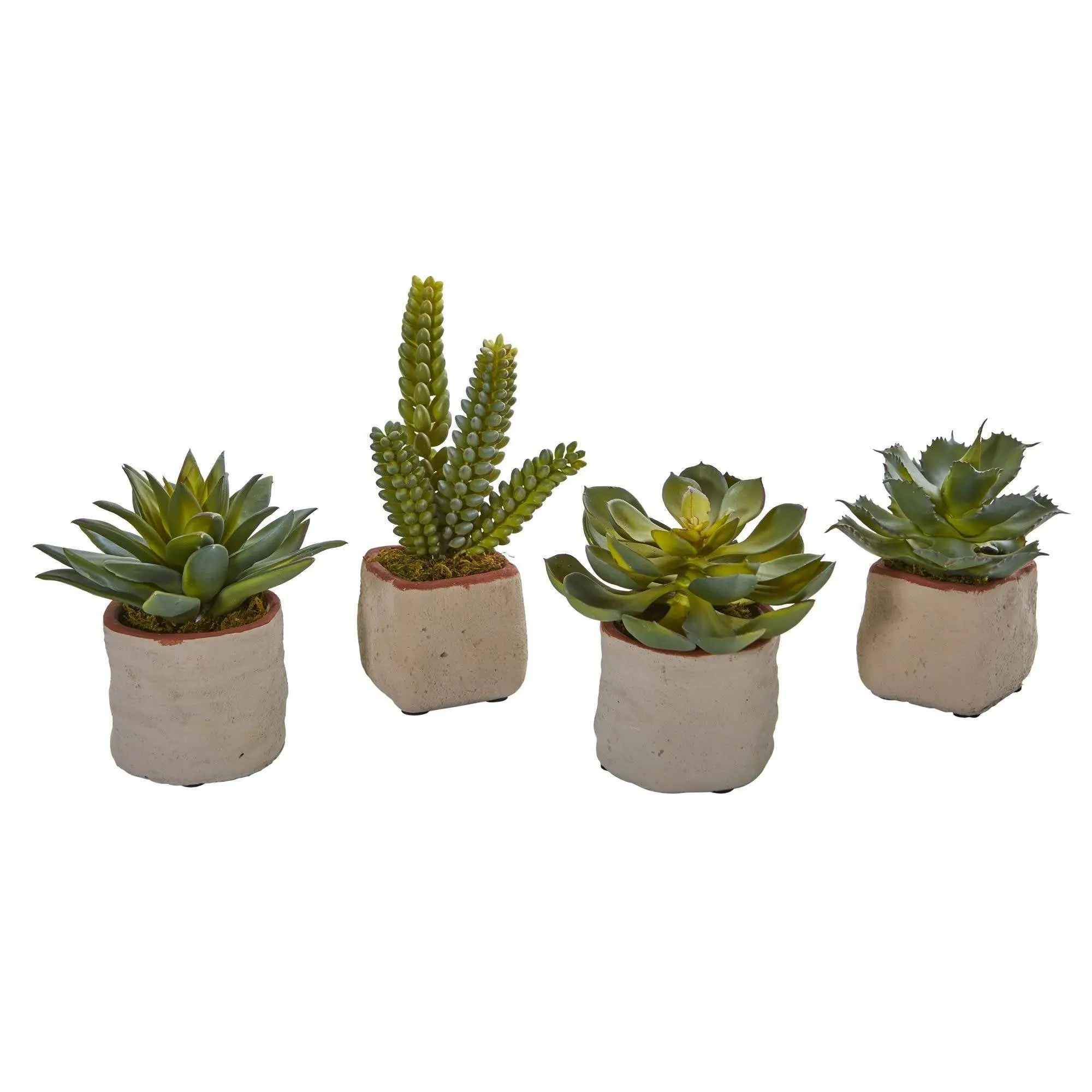 4-Piece Mixed Variety Decorative Fake Greenery Set - Artificial Succulents with Desert Glam Botanical Aesthetic, Plant Decor for Room Home Ornaments, Elegant Artificial Plants