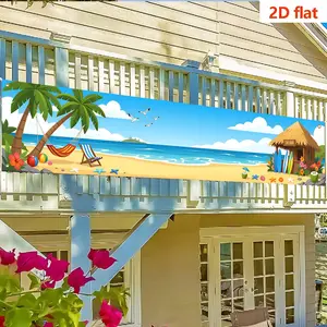 Hawaii Beach Bar Decor Banner, 240cmx45cm Polyester, Tropical Island Theme, Outdoor Party Backdrop, Photo Prop, Summer Festival Decoration