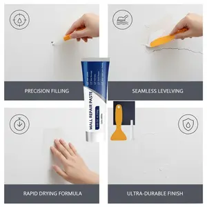 Instant Wall Repair Paste 250g Drywall Patch Compound, Seamless Crack Hole Filler, Quick Dry Waterproof Adhesive, Restore Damaged Walls Like New, No Sanding Easy DIY Fix for Home Office Apartment White Spackle