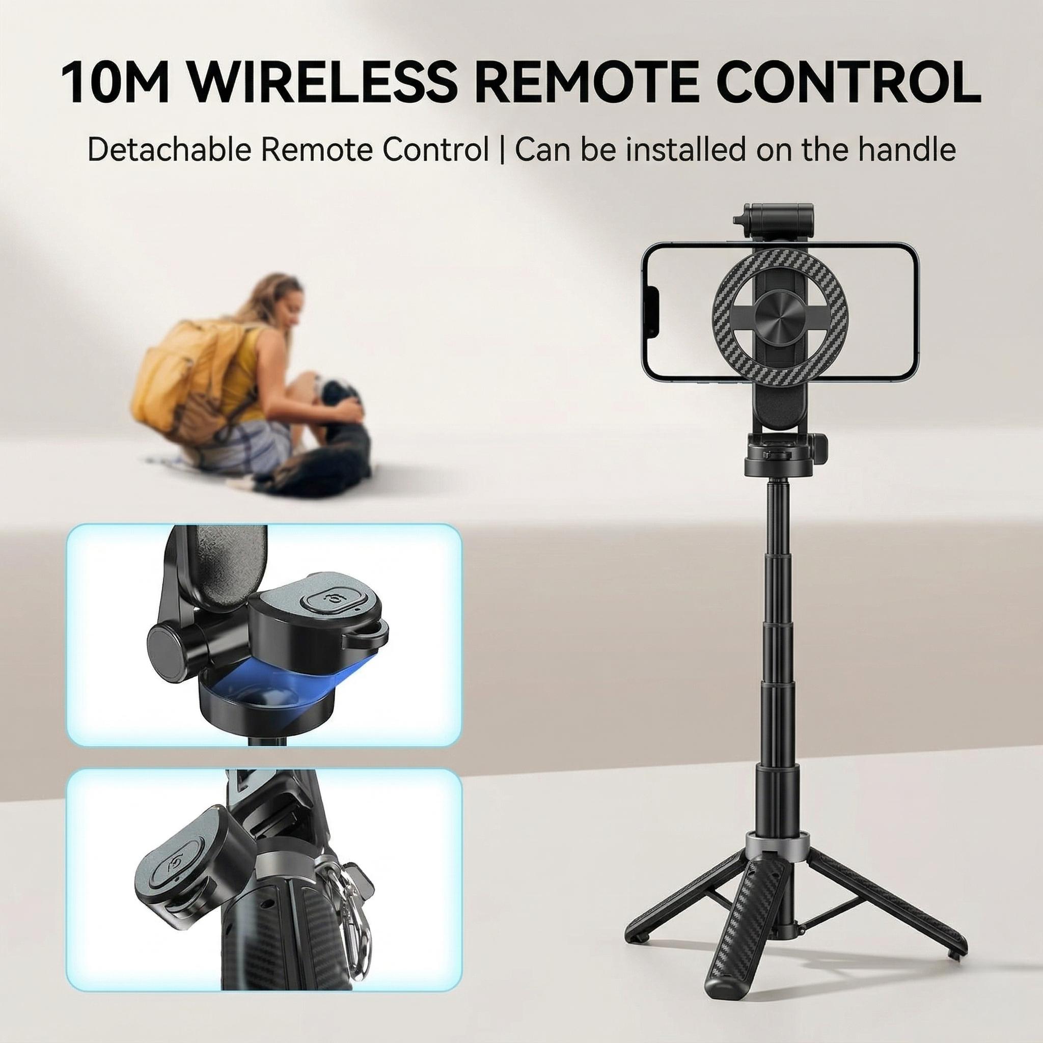 5-in-1 Magnetic Selfie Stick with Remote for Cell Phone 360° Rotation.Can Transforms into Mini Tripod/Camera Grip/Handheld Stabilizer/Phone Stand.Extend to 25 inches