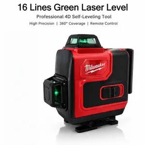 Milwaukee M12 16 Line 4D Green Laser Level with Dual Power Mode and ±0.3mm Precision, 12V Lithium-Ion Cordless Vertical Cross Alignment Tool 24-Hour Max Runtime for Commercial Framing Concrete Foundations