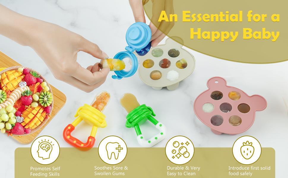 3 Pack Baby Fruit Feeder & Fresh Food Pacifier – Silicone Teething Feeder for Babies, Toddlers & Infants, Baby Solid Food Pacifier, Teether Essentials for Kids 3 Pack Baby Fruit Feeder & Fresh Food Pacifier – Silicone Teething Feeder for Babies, Toddlers & Infants, Baby Solid Food Pacifier, Teether Essentials for Kids