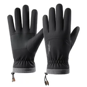 Winter ski gloves waterproof TPU waterproof bag piled thickened cycling cold-proof finger warm gloves