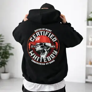 Certified Whiteboy Graphic Hoodie Streetwear, Urban Style Dark Aesthetic Pullover Hoodie, Trendy Street Fashion Shirt, Unisex Sweater Tee
