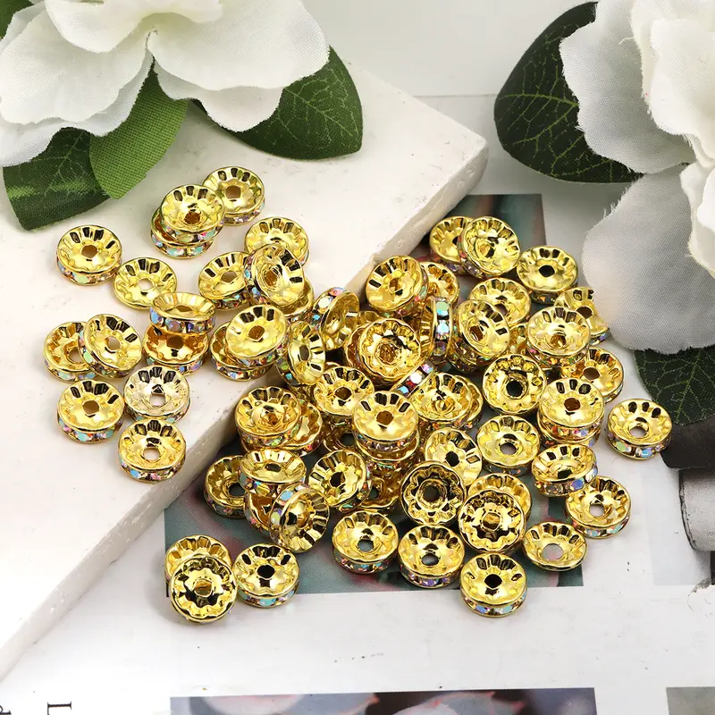 【B8】Jewelry Making Spacers & Accessories - Rhinestone Sparkle Beading Supplies, Christmas & Family DIY Craft Embellishments, All Seasons Luxe Look Decor Supplies, Assorted Sizes/Quantities/Prices, #127 (12mm 150pcs) Silver AB ZY2022015