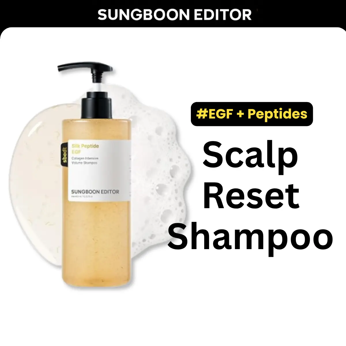 [Sungboon] Scalp Reset Shampoo | EGF & Peptide Ampoule for Scalp Density, Anti-Hair Loss Care | Low-Dalton Collagen, EGF, Peptides | Reduces Shedding, Boosts Volume & Bounce