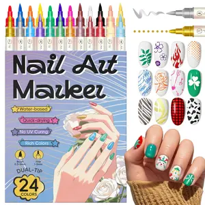Nail Art Pens for Painting Nails, Dual Tip Nail Art Markers, 12/24 Colors Nail Art Pens Set, Diy Nail Art Tools for Dotting Drawing Painting Point Liner Christmas Gifts