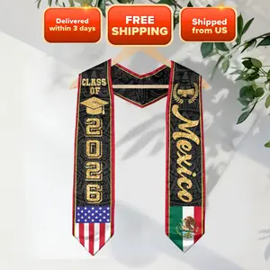 Mexican Graduation Stole 2026, Mexico Flag Graduation Sash, Class of 2026, V Shape National Country Flag Stole