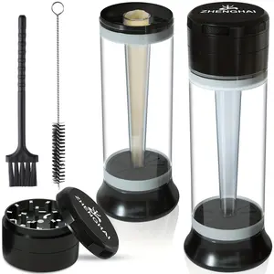 3-In-1 Zinc Alloy Spice Grinder, Pre-Rolled Cone Loader Machines. 6-Hole Storage Cone Loader Rolling Machine. Grinding, Filling, Storage All-In-One with Cleaning Brush