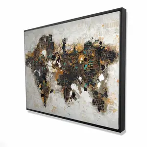 212 MAIN Abstract World Map Wall Art Print - 36x48 in. Artistic Typography, Contemporary Ready-to-Hang Home Decoration, Artwork for Living Room