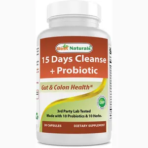 Best Naturals 15 Days Cleanse + Probiotics for Gut & Colon Health with Senna Cascara Sagrada & Psyllium Husk 15 Day Supplies Non-GMO Gluten Free Edible Supplement - Healthcare