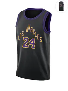 Men's Letter & Number Embroidery Basketball Jersey, Sporty Striped Trim Sleeveless Crew Neck Tank Top for Basketball, Fitness, Running, Breathable Sports Tops for Men, Gym Athletic Clothes, Sportswear Top