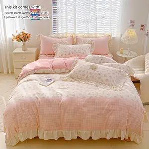3-Piece Floral Plant Lattice Decorative Bedding Set, Includes 1 Fitted Sheet & 2 Pillowcases, Soft Comfortable Home Bedroom Linen, All-Season Use