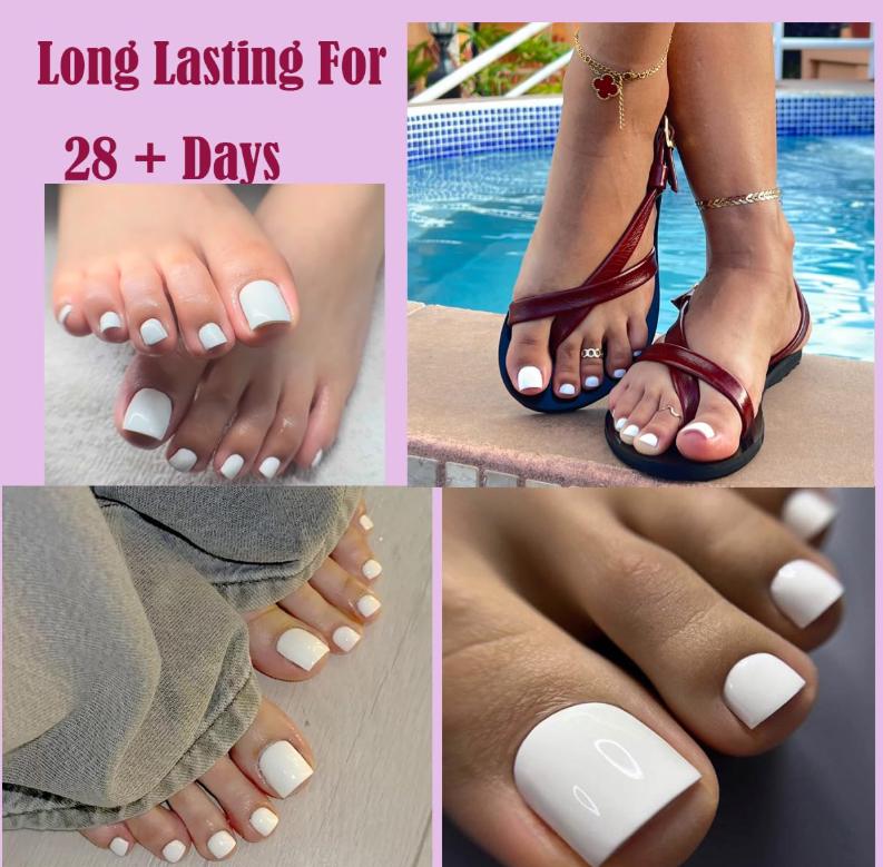 Swritatsk White Toe Nail Press Ons, Press On Toenails for Women, 150pcs White Toe Press On Nails tips, Fake Toenails Acrylic Toe Nail Tips Short Square False Toenails Artificial DIY 15 Sizes