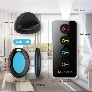 Wireless Key Finder 1 to 4 Link Anti-Lost Tracker Remote Control Pet Locator with White Lighting and Light Switch 5g Weight