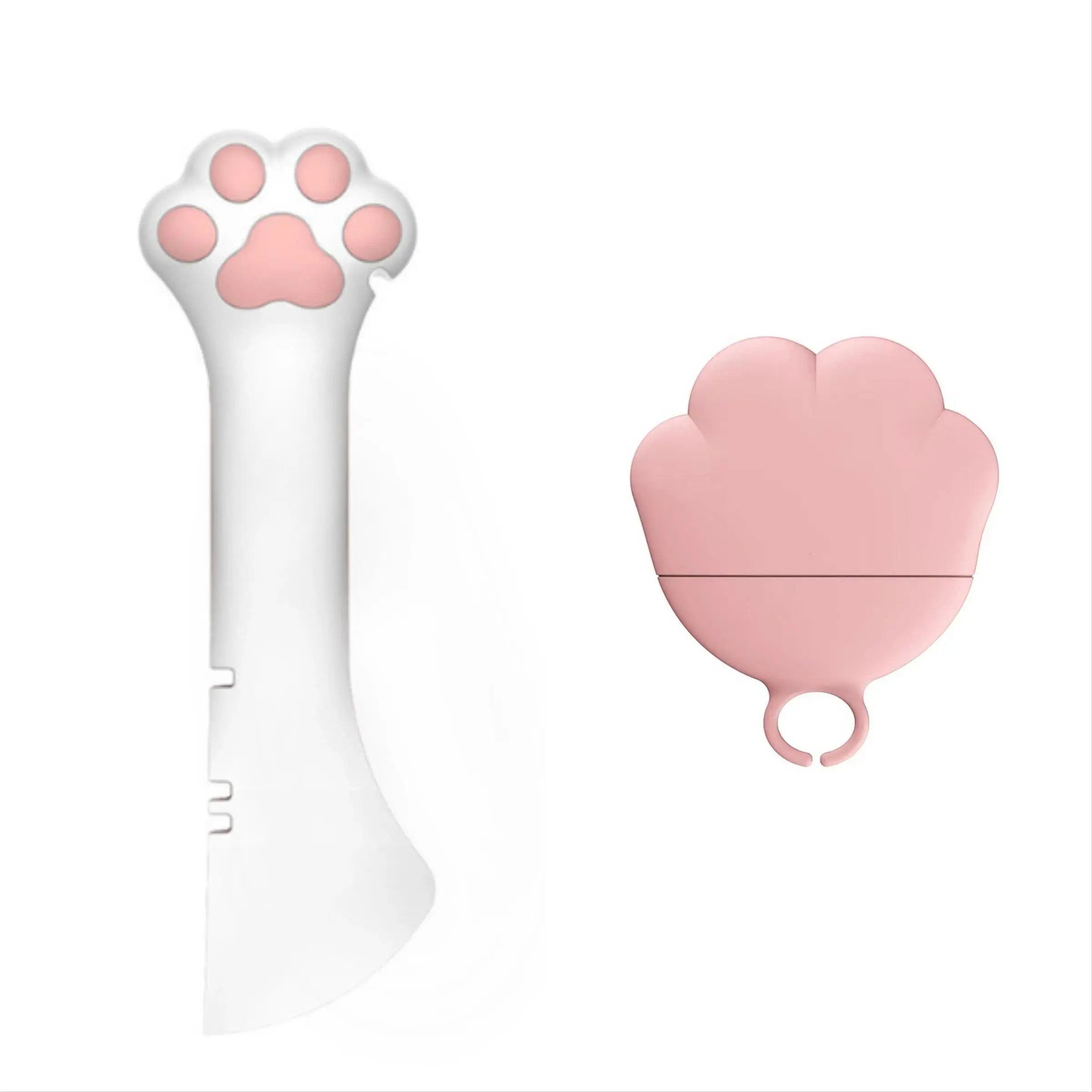 Pet Can Opener & Cat Paw Shaped Lid, 2 Counts/set Multifunctional Pet Feeding Spoon & Lid, Pet Feeding Supplies for Dogs & Cats