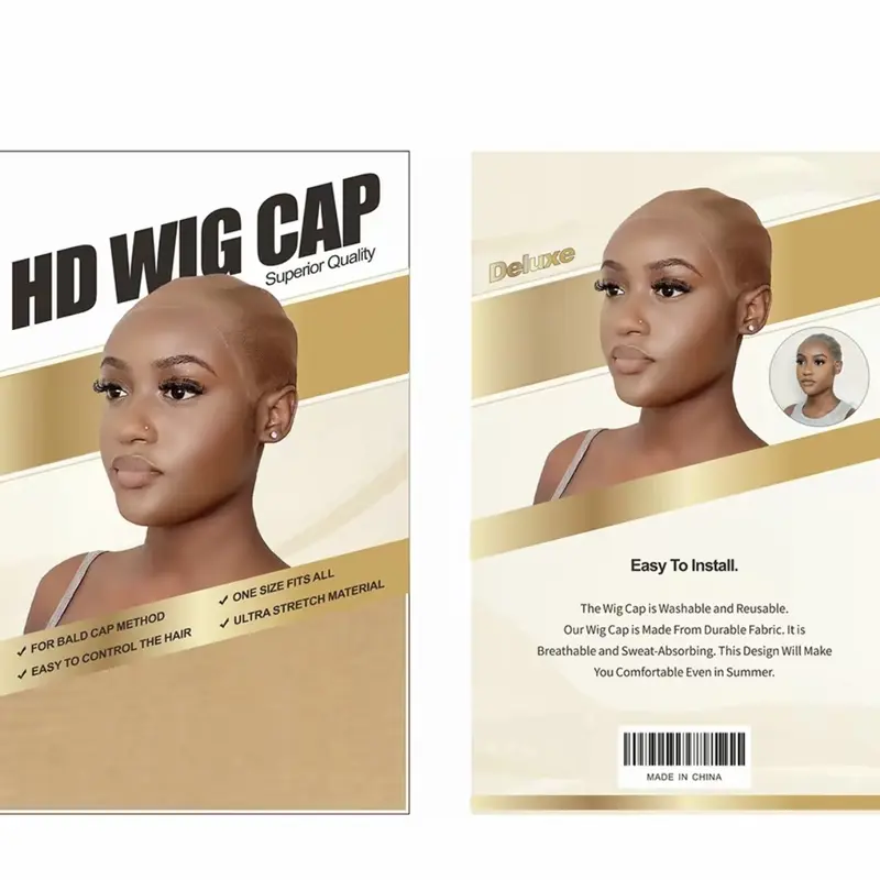 VRbest Women's Skinlike Wig Cap, Ultra-thin Invisible Brown Sheer Stocking Cap for Lace Front Wigs, Stretchy, Breathable, HD Effect, Invisible Fit, Natural Blend, Sheer Look (Note: Contact seller first if your package lacks the included gift)