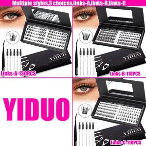 2 Styles Self Adhesive Lash Clusters Kit Natural No Glue Eyelashes extensions Kit Wispy C-Curvature Volume Cluster Eyelash 10-16mm Pre glued Eyelash Clusters Individual Lashes with Tweezers 5 Eyelash Brush Easy Makeup False Eyelash