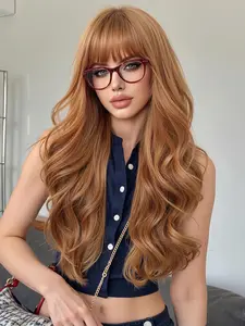Long Wavy Wig for Women, Natural Look Full Wig Ideal for Daily Wear, Halloween and Cosplay Costumes, Wavy Synthetic Hairpiece, Loose Wave Wigs, Deep Wavy Wigs