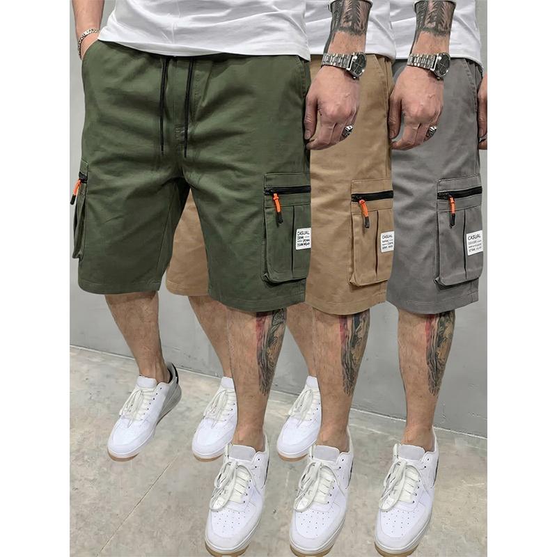 men's cargo shorts Men’s 3-piece outdoor cargo shorts with multiple pockets and zippered pockets; two-pocket design with large, functional 3D side pockets and a drawstring waist. Suitable for everyday hiking and fishing. Great value for money. summer