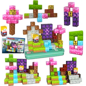 iLacven 60 PCS Magnetic  Travel Magnetic baby builder blocks Building  Cubes  Tin Box Magnet Toys Set STEM Educational Stacking for Kids Ages 3 4 5 6 7 8 9 10 11 12 Year Old Boys Girls Birthday Christmas