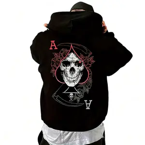 Men’s Skull & Ace of Spades Graphic Hoodie - TikTok Trending Dark Vibe Style | Casual Essential