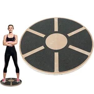 wooden balance board, used for core stability training, 360-degree rotation, non-slip, rehabilitation training, and balance training