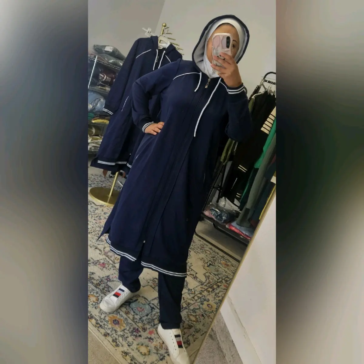 This is a Turkish cotton tracksuit consisting of two pieces: a jacket and pants. Made from high-quality cotton, it offers comfort and breathability, making it perfect for casual wear or lounging. The design is both practical and stylish Clothing
