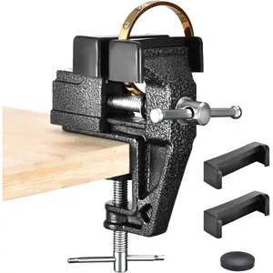 Table Vice Mini Jeweler Table Clamps 2 Inch Portable Work Bench Vise Tool With Rubber Clamp Cast Steel Hobby Vise for Woodworking Craft Repair Golf Grip Electronics Welding Model Building