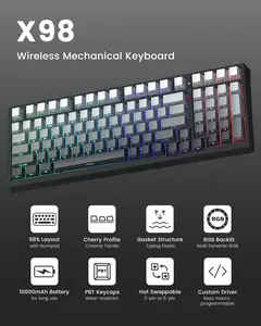 Womier X98 Wireless 98% Mechanical Keyboard, RGB Backlit Custom Gaming Keyboard with Number Pad
